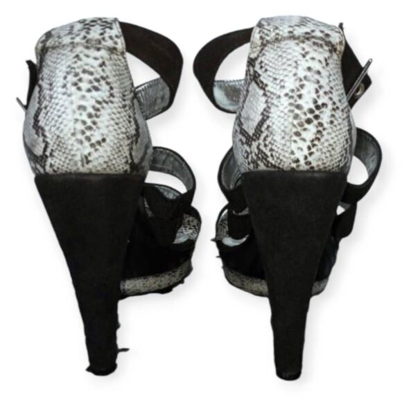 VEDETTE BLACK & GRAY SNAKE PRINT PLATFORM HEELS SZ.4.5 EUC - Picture 4 of 7